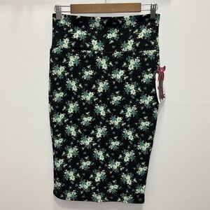 Silhouette NYC Black Turquoise Floral Pencil Skirt Size Medium